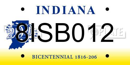 8ISB012 Indiana License Plate