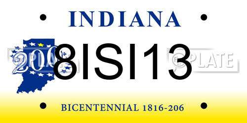 8ISI13 Indiana License Plate