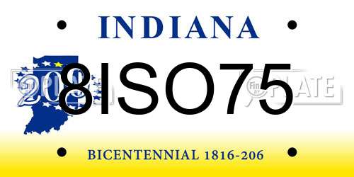 8ISO75 Indiana License Plate