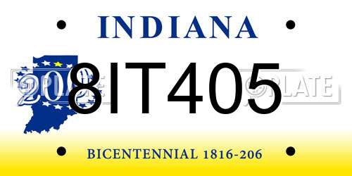 8IT405 Indiana License Plate
