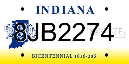 8JB2274 Indiana License Plate