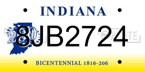 8JB2724 Indiana License Plate