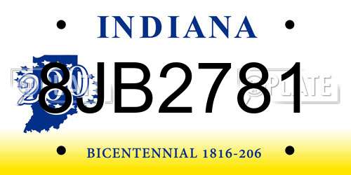 8JB2781 Indiana License Plate