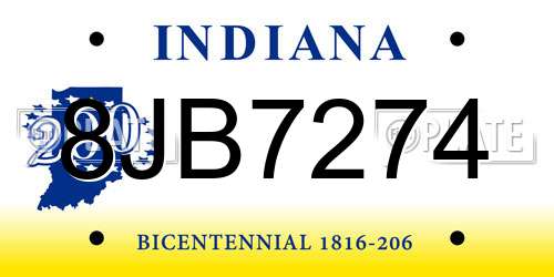 8JB7274 Indiana License Plate