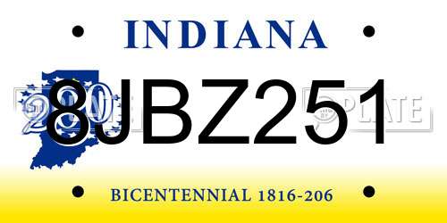 8JBZ251 Indiana License Plate