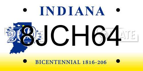 8JCH64 Indiana License Plate