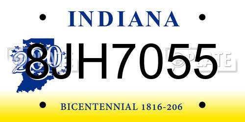 8JH7055 Indiana License Plate