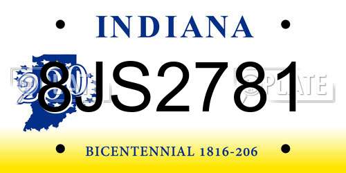 8JS2781 Indiana License Plate