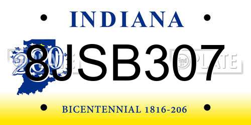 8JSB307 Indiana License Plate
