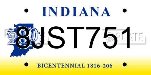 8JST751 Indiana License Plate
