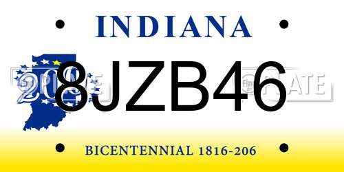 8JZB46 Indiana License Plate