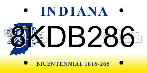8KDB286 Indiana License Plate