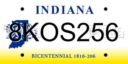 8KOS256 Indiana License Plate