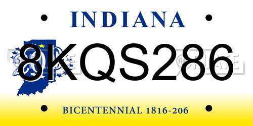 8KQS286 Indiana License Plate