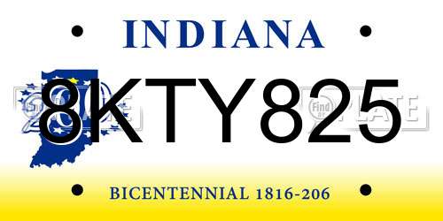 8KTY825 Indiana License Plate