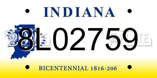 8L02759 Indiana License Plate