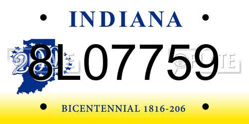 8L07759 Indiana License Plate