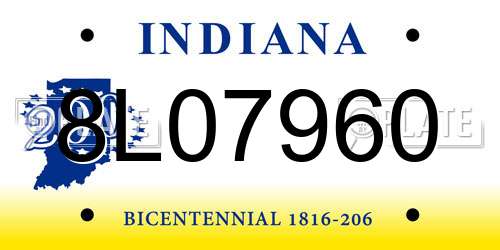 8L07960 Indiana License Plate