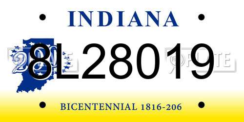 8L28019 Indiana License Plate