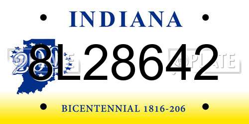 8L28642 Indiana License Plate