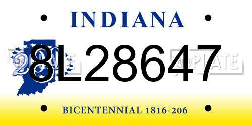 8L28647 Indiana License Plate