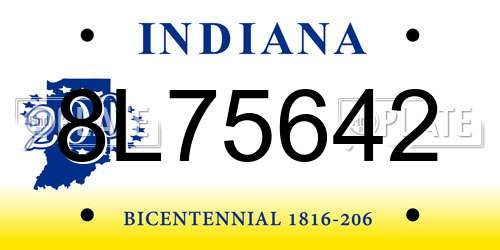 8L75642 Indiana License Plate