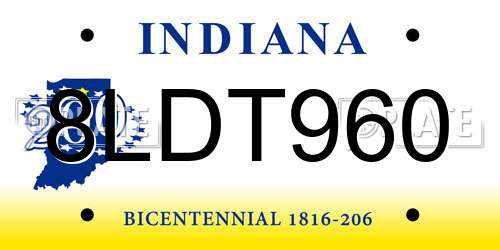 8LDT960 Indiana License Plate