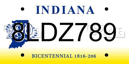 8LDZ789 Indiana License Plate