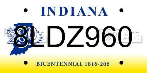 8LDZ960 Indiana License Plate