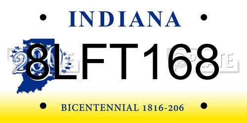 8LFT168 Indiana License Plate