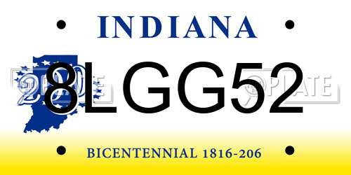 8LGG52 Indiana License Plate