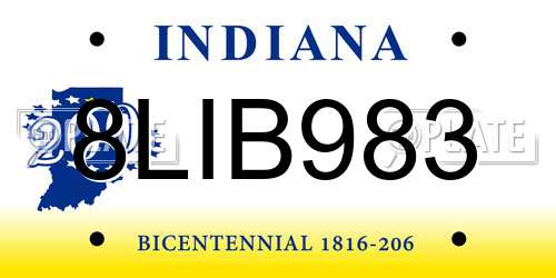 8LIB983 Indiana License Plate
