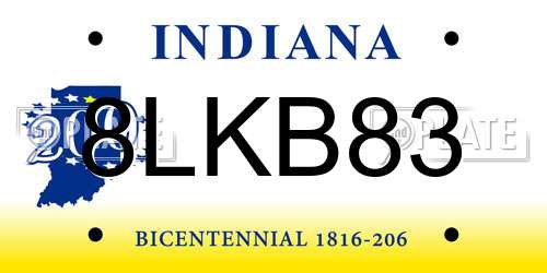 8LKB83 Indiana License Plate
