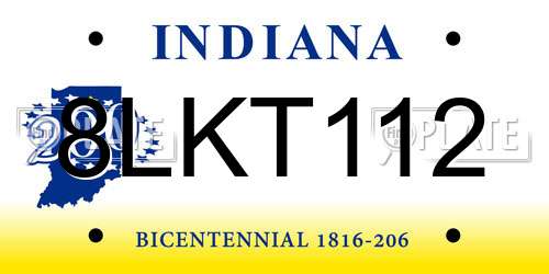 8LKT112 Indiana License Plate