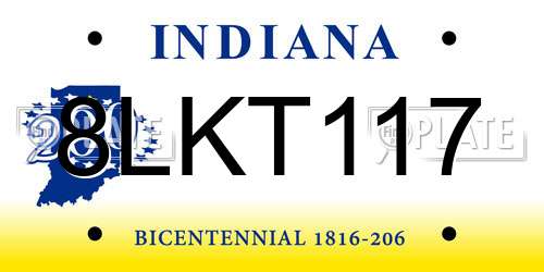 8LKT117 Indiana License Plate