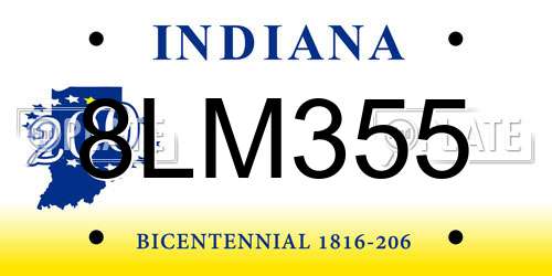8LM355 Indiana License Plate