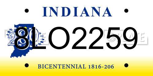 8LO2259 Indiana License Plate