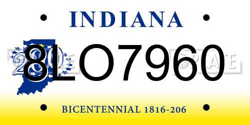 8LO7960 Indiana License Plate