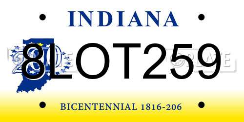 8LOT259 Indiana License Plate