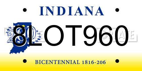 8LOT960 Indiana License Plate