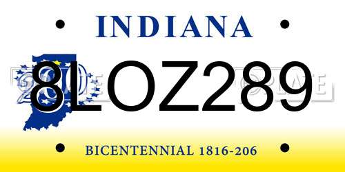 8LOZ289 Indiana License Plate