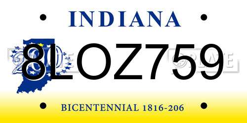 8LOZ759 Indiana License Plate