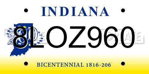 8LOZ960 Indiana License Plate