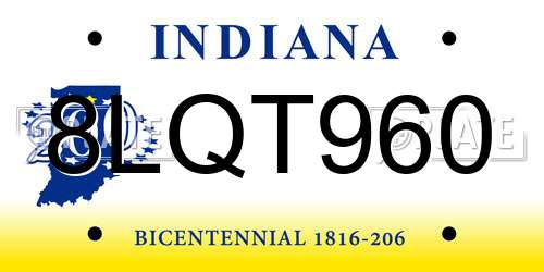 8LQT960 Indiana License Plate