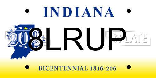 8LRUP Indiana License Plate