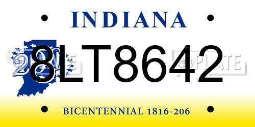 8LT8642 Indiana License Plate