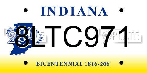 8LTC971 Indiana License Plate