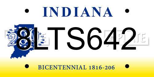 8LTS642 Indiana License Plate