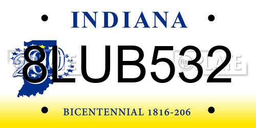 8LUB532 Indiana License Plate