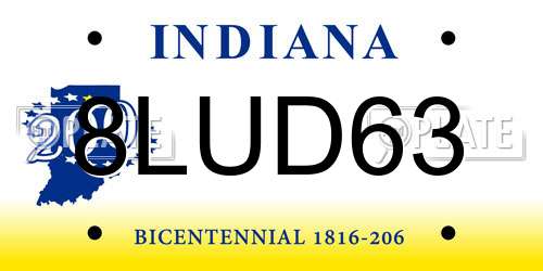 8LUD63 Indiana License Plate